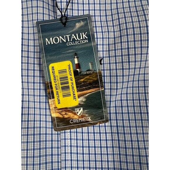 Cremieux Montauk Collection Cotton Shirt, Vista Blue Striped Embroidered, L. - Picture 5 of 7